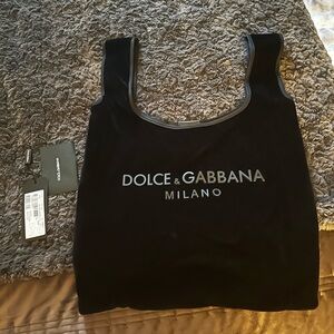 Dolce & Gabbana Black velvet market Tote Bag NEW